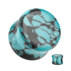 Teal Black Turquoise Double Flare Stone Plug 12 mm