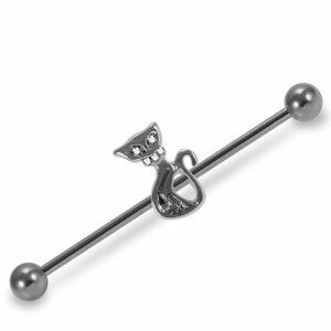 Stahl - Industrial Barbell - Katze - CC Kristall Rosegold