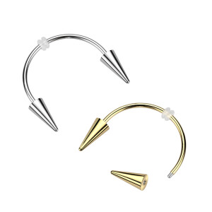 Steel - Smiley Vampire Fangs - Horseshoe Piercing Gold