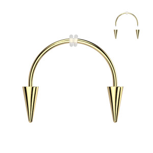 Steel - Smiley Vampire Fangs - Horseshoe Piercing Gold