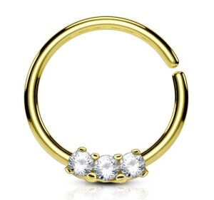 Stahl - Septum - Gold - 3 Kristalle - biegbar