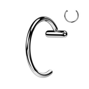 Titanium Nose Hoop Ring With Bar Stopper 0,8 x 8 mm Silver