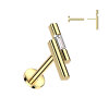 Stahl – Labret – Push In - ohne Gewinde - Doppelreihe - Smaragd Stein Gold 1,2 mm