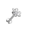 Stahl – Labret – Push In - ohne Gewinde - Blüte - Kristall Silber 1,0 mm