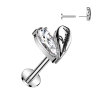 Steel - Labret - Push In - without thread - heart - luck - crystal