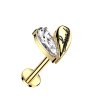 Steel - Labret - Push In - without thread - heart - luck - crystal Gold 1,0 mm