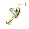 Steel - Labret - Push In - without thread - heart - luck - crystal Gold 1,0 mm