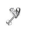 Steel - Labret - Push In - without thread - heart - luck - crystal silver 1,0 mm