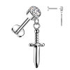 Titanium - Labret - Internal Thread - Crystal - Dagger Dangle Top