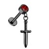 Titanium - Labret - Internal Thread - Crystal - Dagger Dangle Top