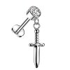 Titan - Labret - Innengewinde - Kristall - hängender Dolch  1,2 x 8 mm Silber CC