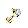 Titanium - labret - internal thread - crystal - kitty 1,2 x 6 mm Gold CC