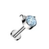 Titan - Labret - Innengewinde - Kristall - Katze 1,2 x 6 mm Silber AQ