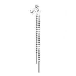 Stahl – Labret – Innengewinde - Kette - Schmetterling - Kristall   Silber 8 mm