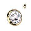 Titanium - Dermal Anchor - Internal thread - Flat Crystal - 1.2 mm  3 mm Gold CC - Gold Crystal Clear