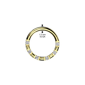 Stahl - Segment Clicker - 7 Kristalle Gold 8 mm