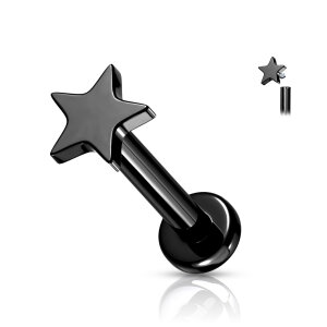 Titanium - labret - internal thread - star