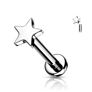 Titanium - labret - internal thread - star