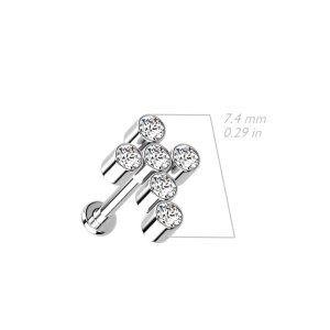 Titanium - labret - internal thread - crystal - cross 1,2...