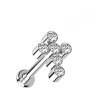 Titanium - labret - internal thread - crystal - cross 1,2 x 8 mm Silver CC