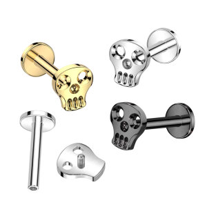 Titanium - labret - internal thread - hollow skull 1,2 x...