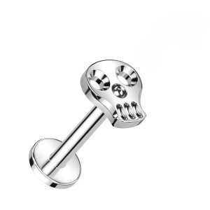 Titan - Labret - Innengewinde - Totenkopf 1,2 x 8 mm Silber