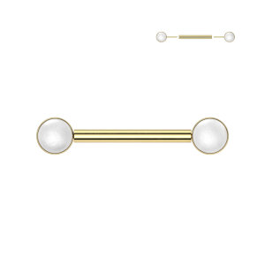 Titanium - Nipple Bar - Push In - threadless - pearl design - white