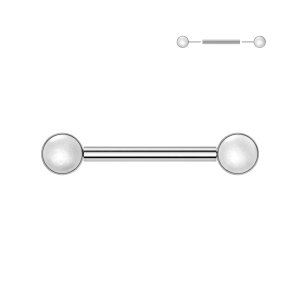 Titan - Nipple Bar - Push In - gewindelos - Perlendesign - weiss