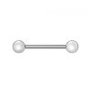 Titan - Nipple Bar - Push In - gewindelos - Perlendesign - weiss