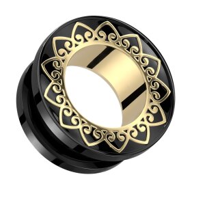 Steel - Tunnel - Black - Gold - Filigree gold rim - Screw...