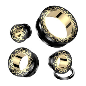 Steel - Tunnel - Black - Gold - Filigree gold rim - Screw...