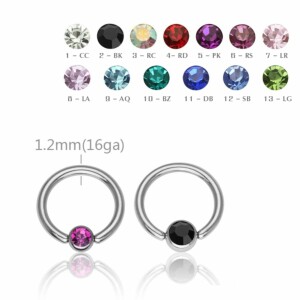 Steel - BCR ball closure ring - crystal - 1,2 mm 8 mm - 4...