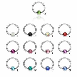 Steel - BCR ball closure ring - crystal - 1,2 mm 8 mm - 4...