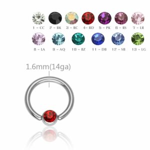 Steel - BCR ball closure ring - crystal - 1,6 mm 10 mm -...