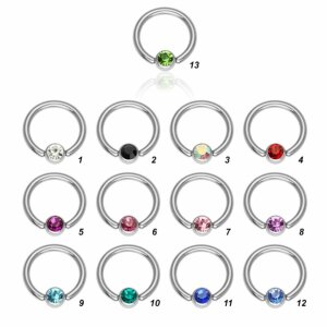 Steel - BCR ball closure ring - crystal - 1,6 mm 10 mm -...