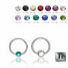 Ti Gloss Titanium - BCR ball closure ring - Clip-in flat ball - crystal - 1,2 mm 8 mm - 3 mm - BK