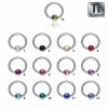 8 mm - 3 mm - BZ - Blue Zircon/ Blauer Zirkon - Titan - BCR Klemmring - Klemm-Flat Ball - Kristall - 1,2 mm