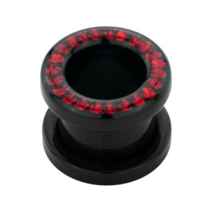 Steel - Flesh Tunnel - Black - with SWAROVSKI crystals - Supernova Concept 8 mm - CC