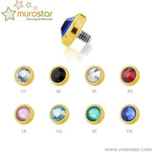 3,5 mm - BZ - Blue Zircon/ Blauer Zirkon - Gold Steel -...