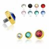 3,5 mm - BZ - Blue Zircon/ Blauer Zirkon - Gold Steel - Dermal Anchor  - Kristall - 1,2 mm